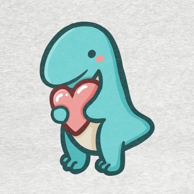 Cute T-Rex with heart, Love, Dino, Dinosaur by hugadino